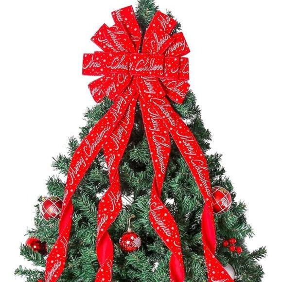 Christmas Tree Topper Christmas Wreath Bow, 52 * 13 inches Tree Toppers Bow - Picture 7 of 7